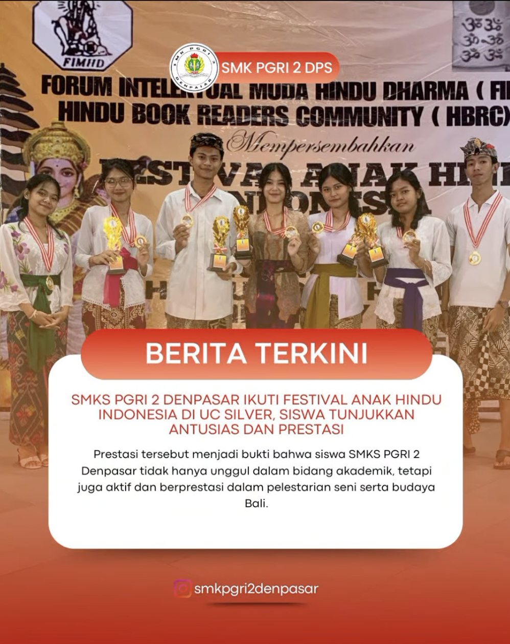 Siswa SMKS PGRI 2 Denpasar mengikuti Festival Anak Hindu Indonesia 2025